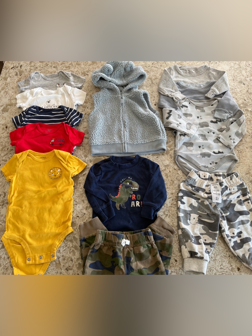 Baby Boy Mixed Outfit Bundle - Yellow, Red, Navy & Gray Pieces